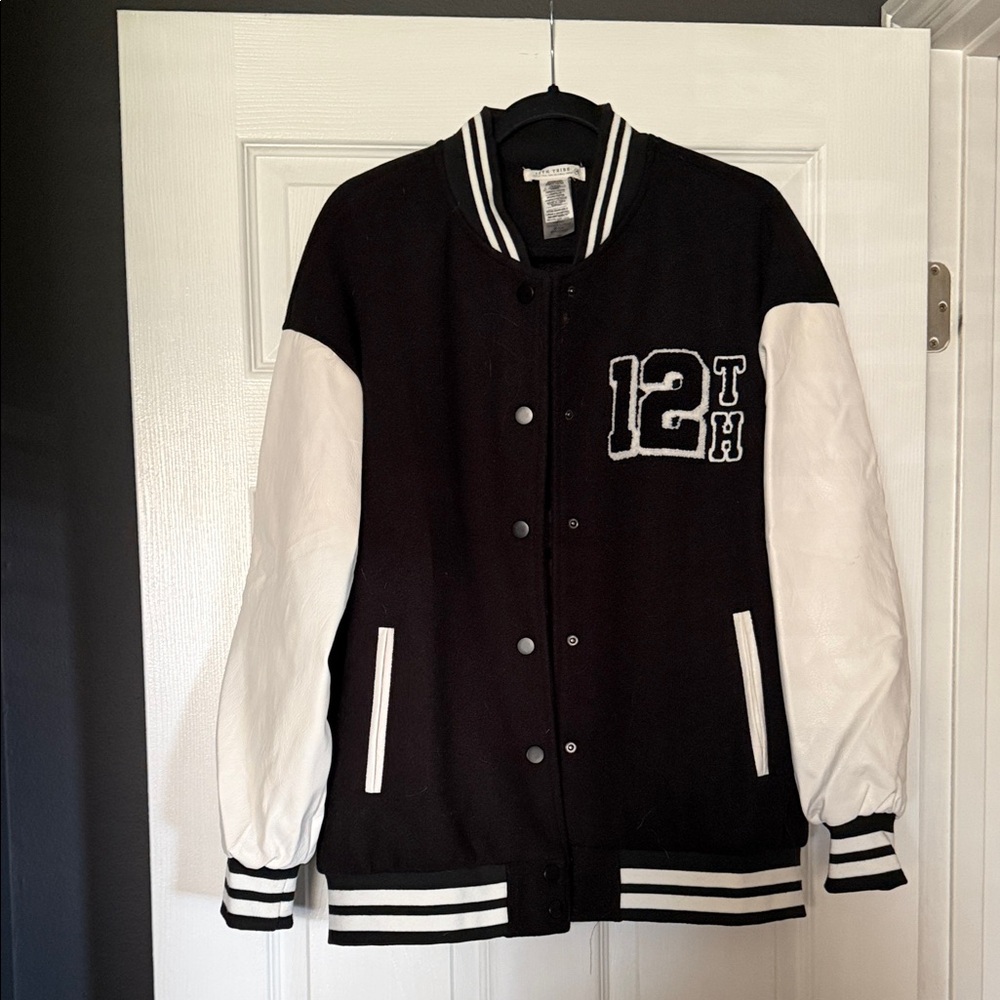 12th Tribe Black and White Varsity Jacket